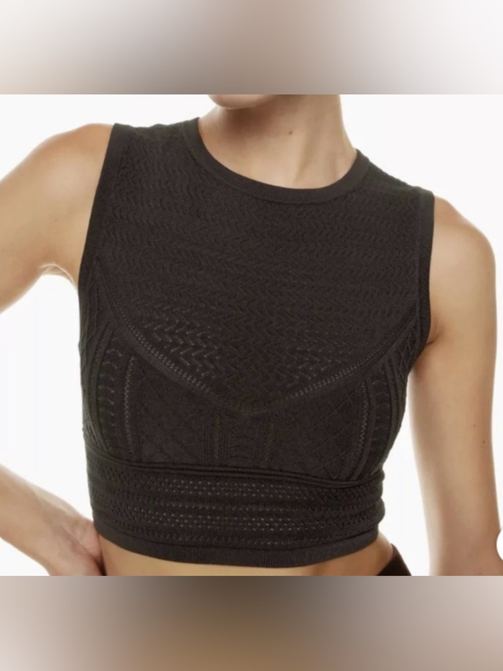 Babaton Black Knit Crop Top